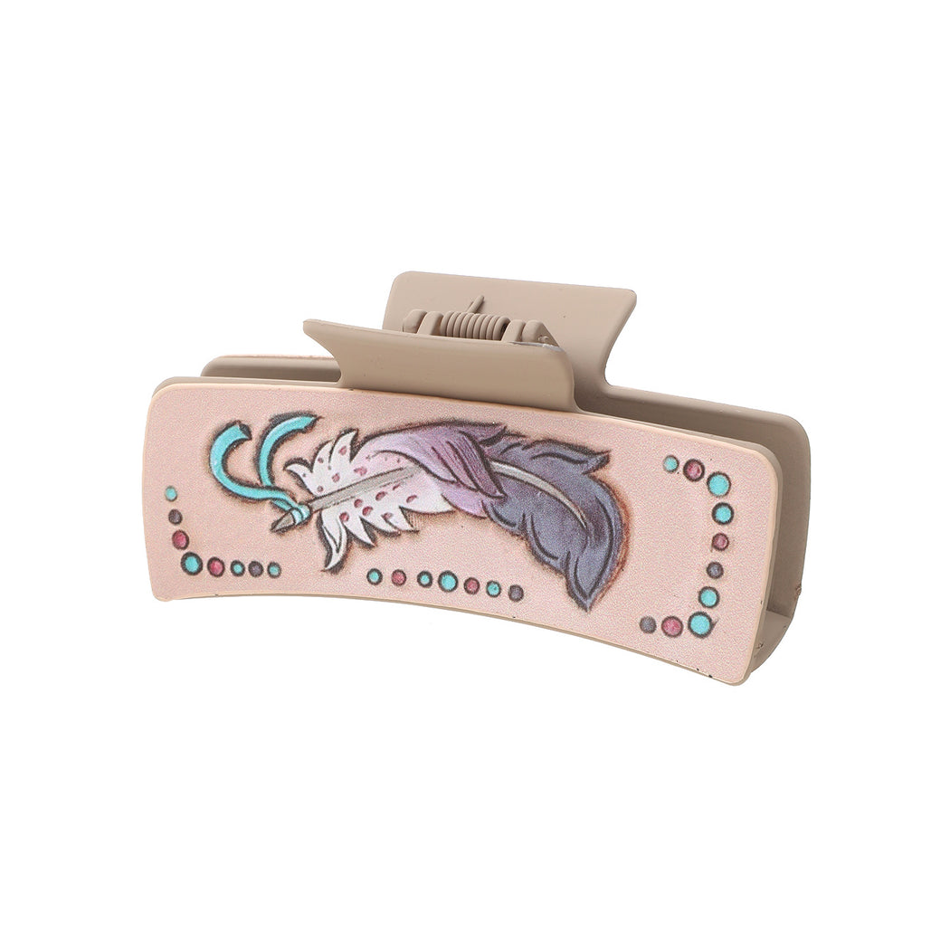Beau - Cactus Feather Print Hair Claw