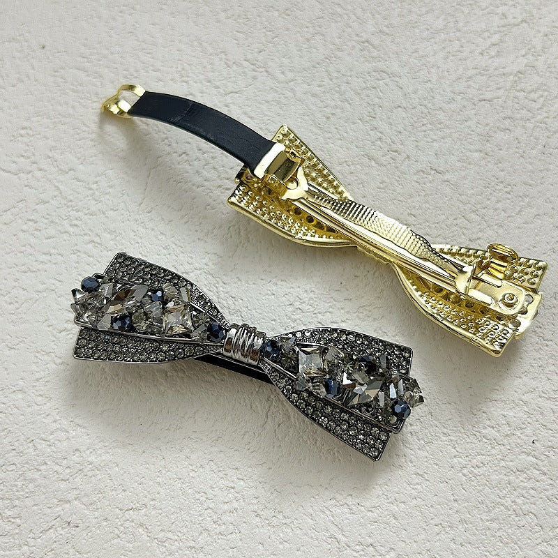 新款轻奢发饰半扎时尚发夹合金镶水晶水钻弹簧夹扣夹马尾夹批发
