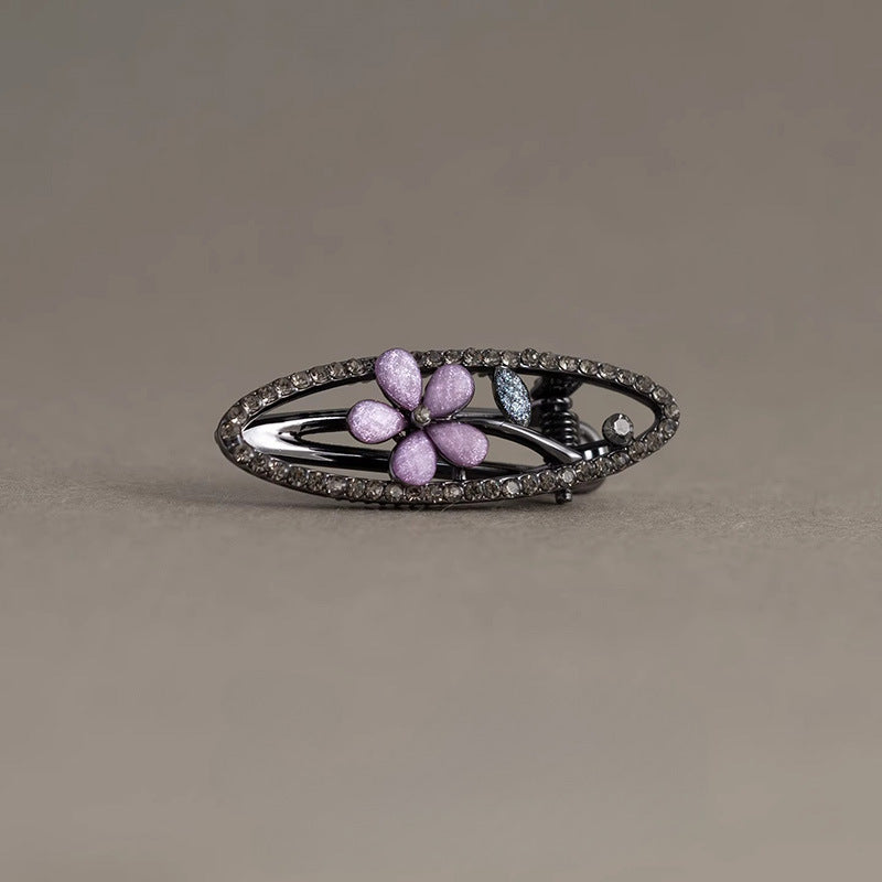 Beau - Purple Floral Oval Barrette