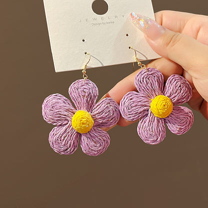 Handmade Woven Floral Earrings