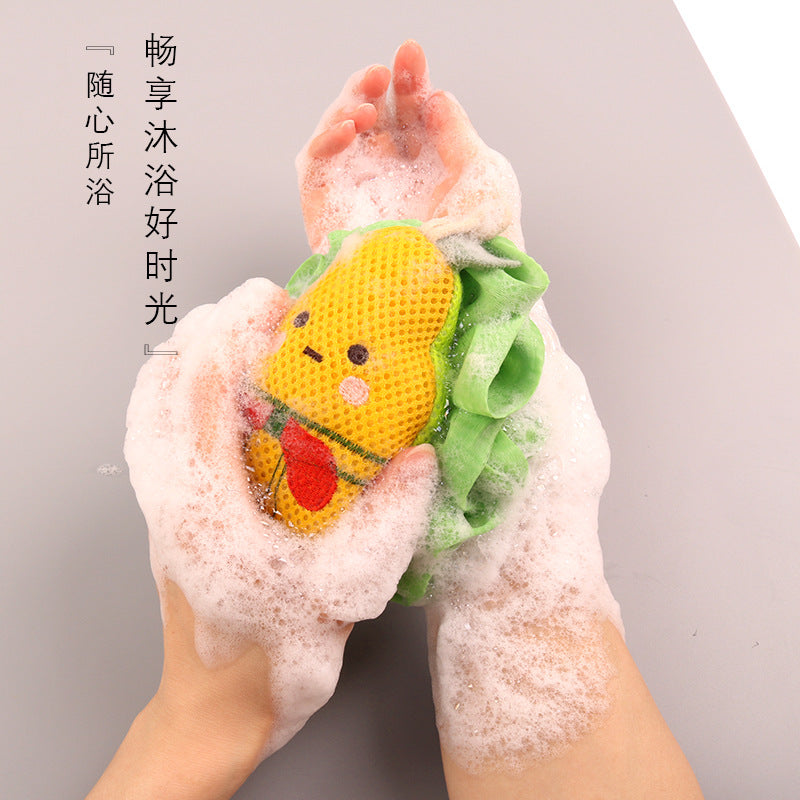 巾派洗澡沐浴球可爱卡通水果风沐浴花去污起泡丰富家用洗澡花批发