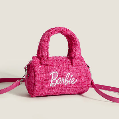 Bacio - Chic Cylinder Handbag in Premium Pink and Black