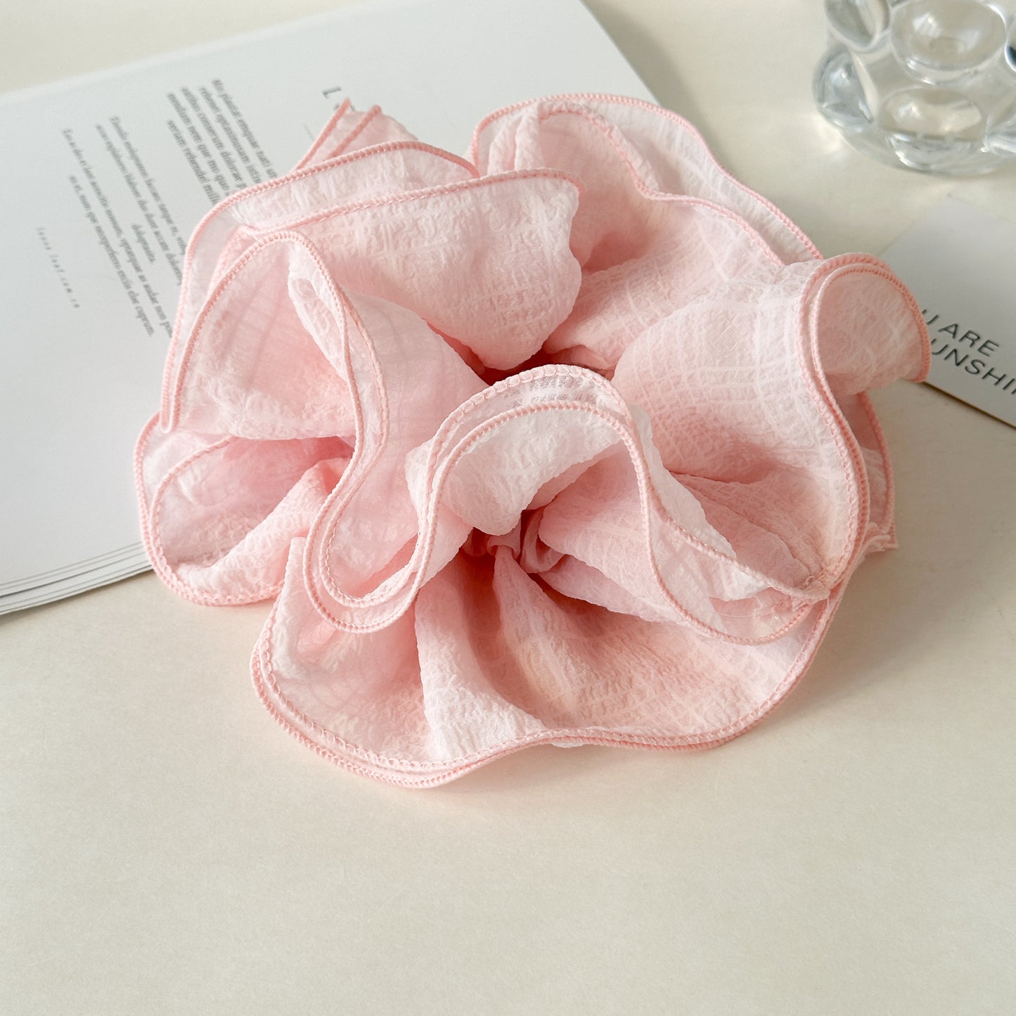 GIFTY - Solid Color Ruffled Scrunchie (4-Layer Design)