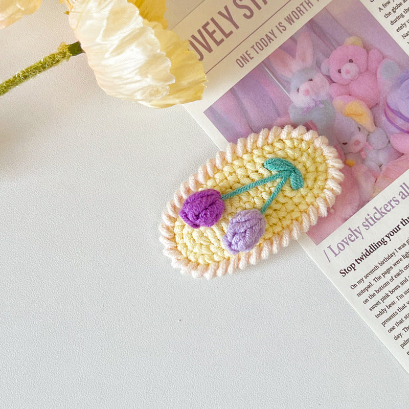 GIFTY - 3PCS Handmade Tulip Crochet Hair Clip Set