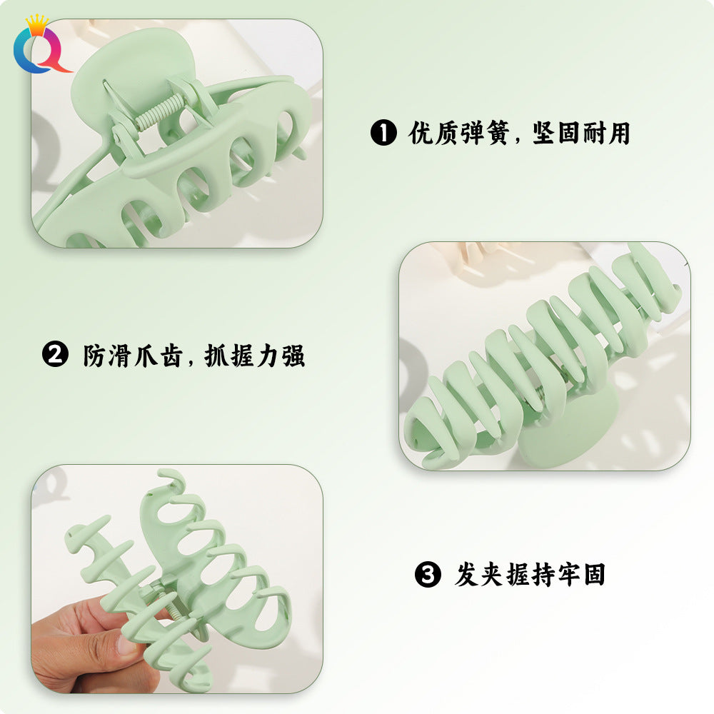 奇阅新款纯色磨砂南瓜发夹女大号鲨鱼夹PC精致高级感抓夹发饰批发