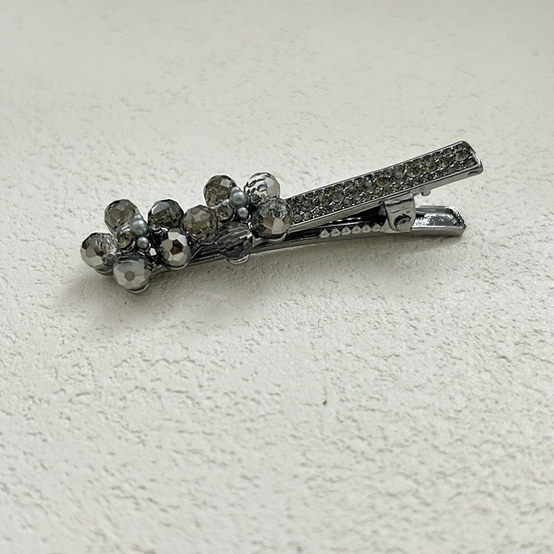 超闪精致水晶花朵发卡轻奢时尚侧边夹刘海夹甜美一字夹碎发夹发夹