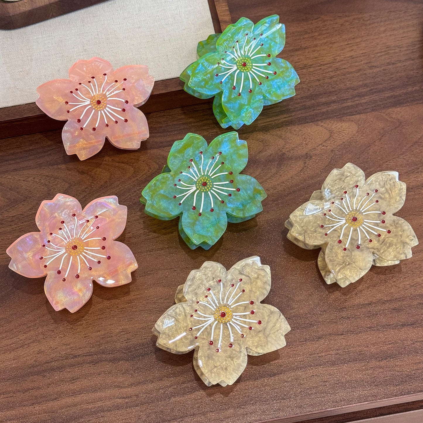 甜美百搭樱花抓夹高级感醋酸中号鲨鱼夹半扎高马尾发卡发夹头饰