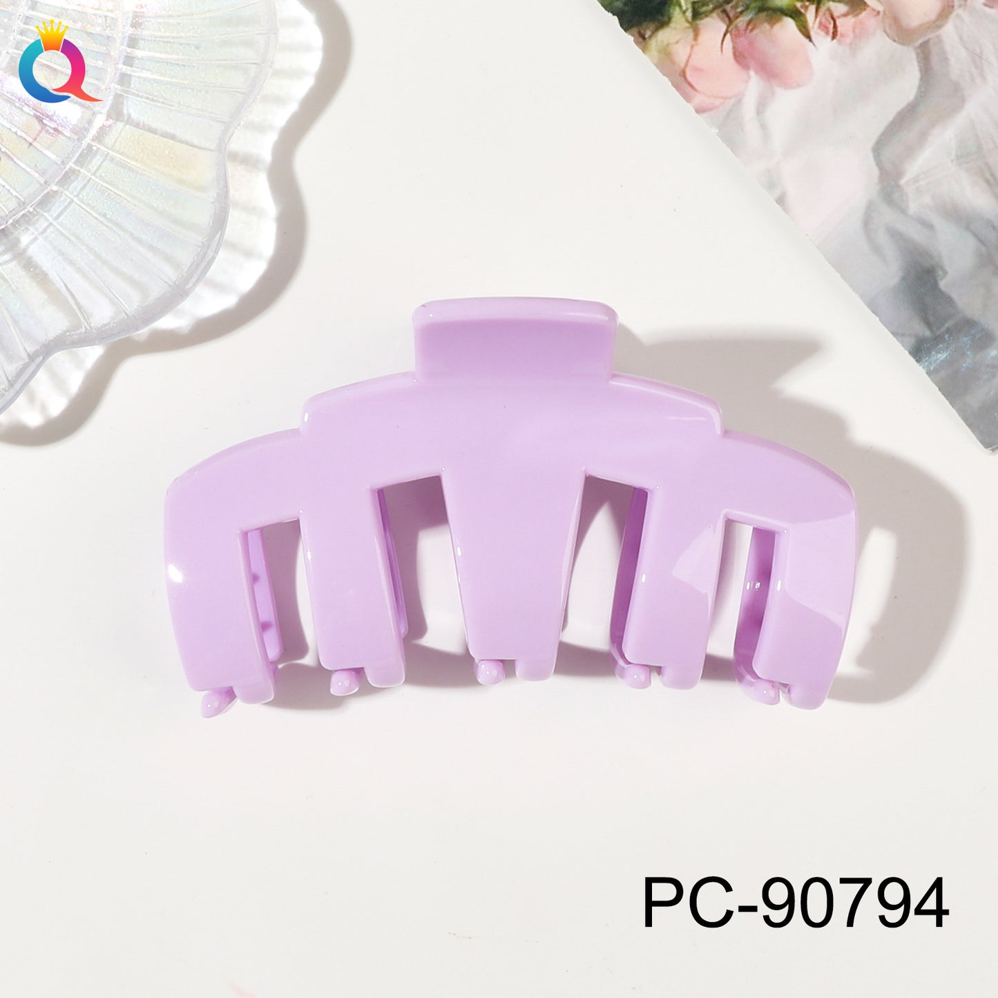 奇阅PC高端亮油机械抓夹后脑勺盘发鲨鱼夹简约高级感发夹发饰批发