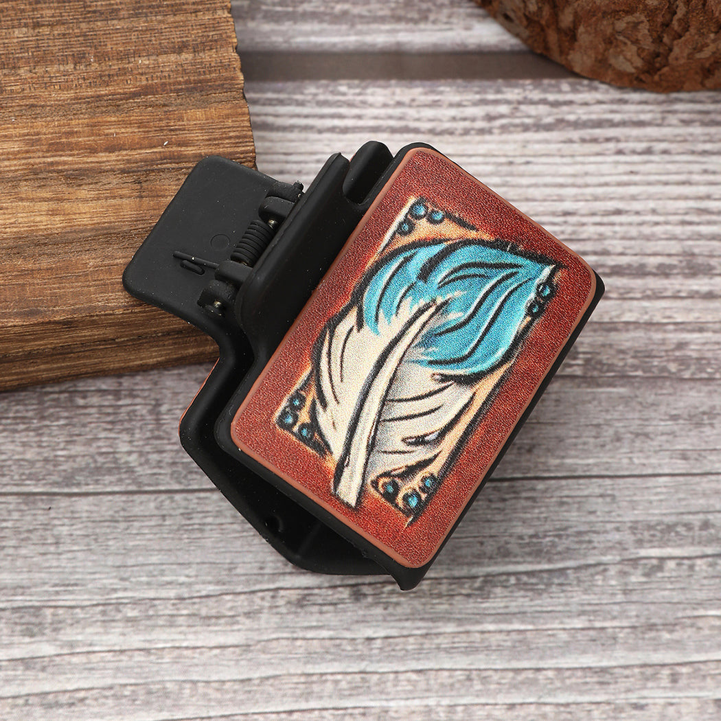Beau - Sunflower Feather Print Hair Claw