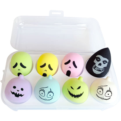 Spongo Halloween 8PCS Makeup Sponges: Versatile Dry and Wet Use with Complementary Container