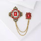 Brovia - Dual Panel Draped Chain Brooch