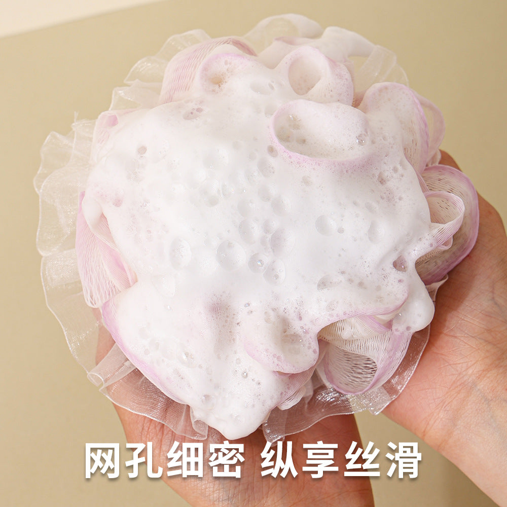 原创多巴胺色芭蕾款搓澡巾沐浴球二合一向日葵洗澡下泥沐浴球批发