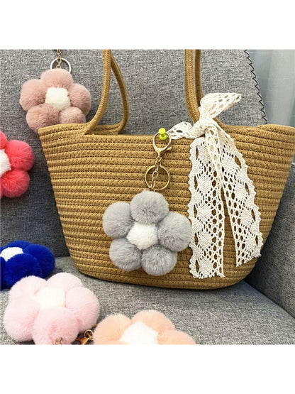 Keypus - Flower Pompom Bag Charm Keychain