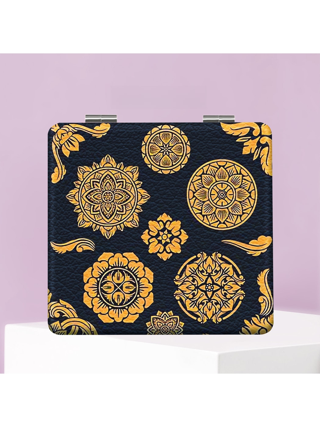 Mirroray - Decorative Flower Print Travel Vanity Mirror