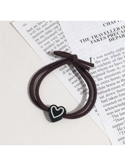 Gifty - Elastic Heart Detail Ponytail Polyester Hair Tie