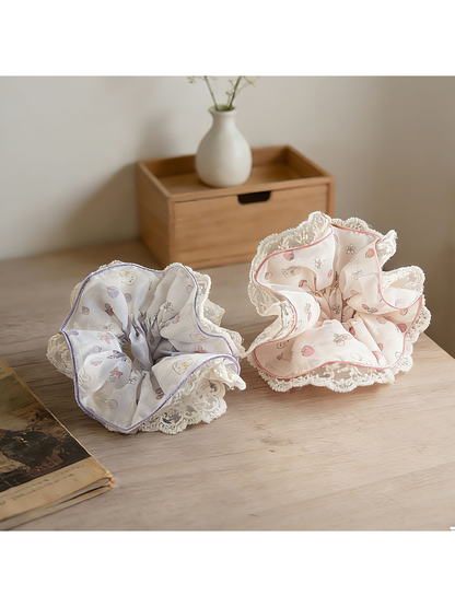 Gifty - Ruffled Lace Strawberry Hair Scrunchie