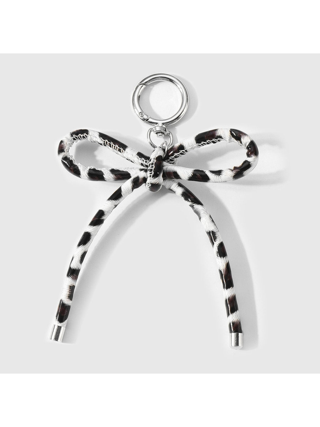 Keypus - Leopard Pattern Bow Faux Leather Bag Charm Keychain