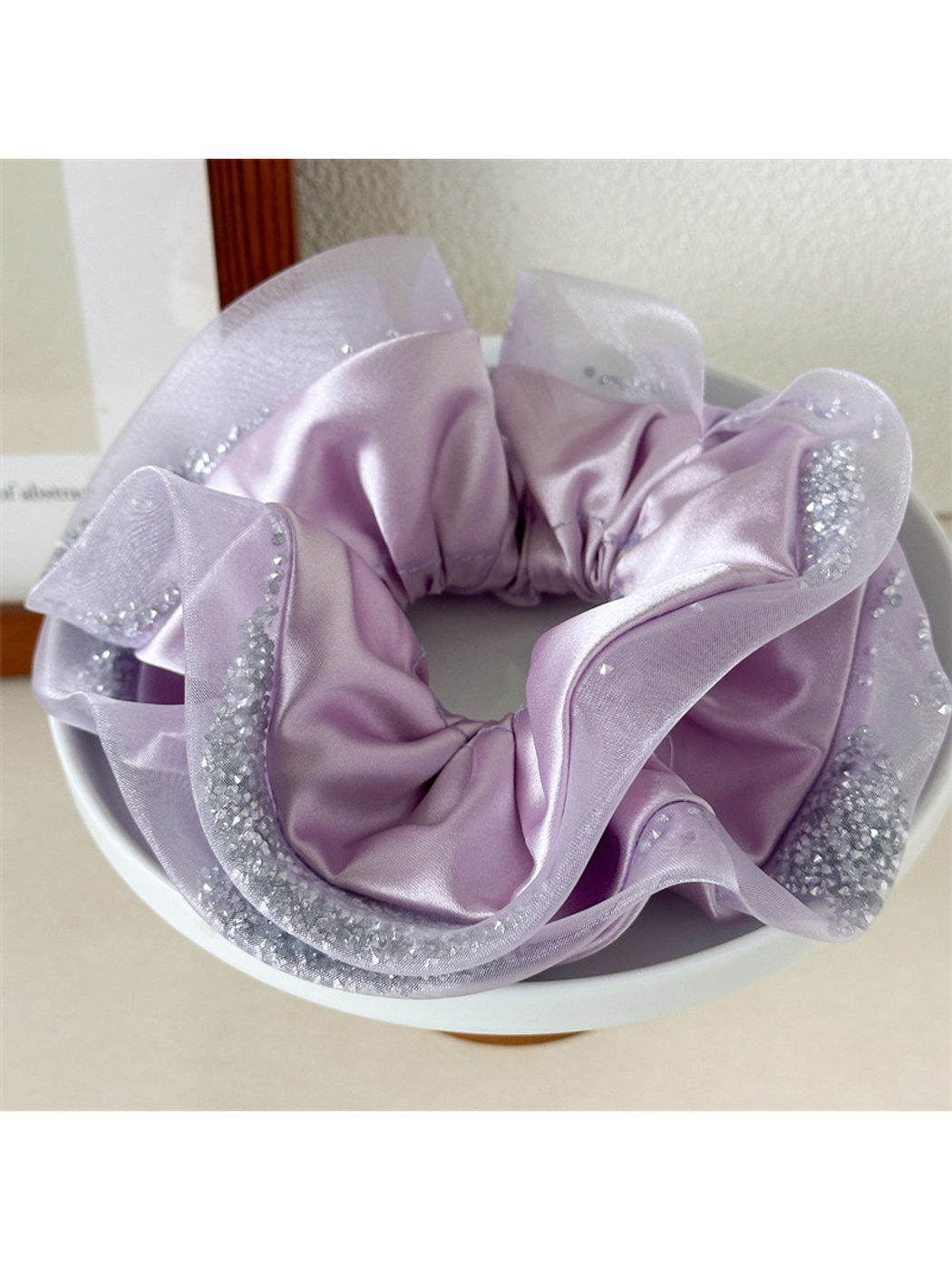 Gifty - Sheer Mesh Edge Rhinestone Hair Tie
