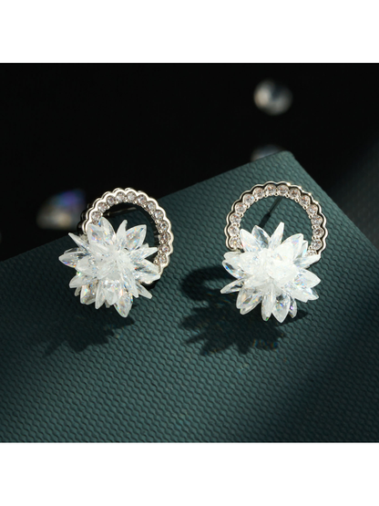 Earedge - Layered Floral Plated Alloy Stud Earrings