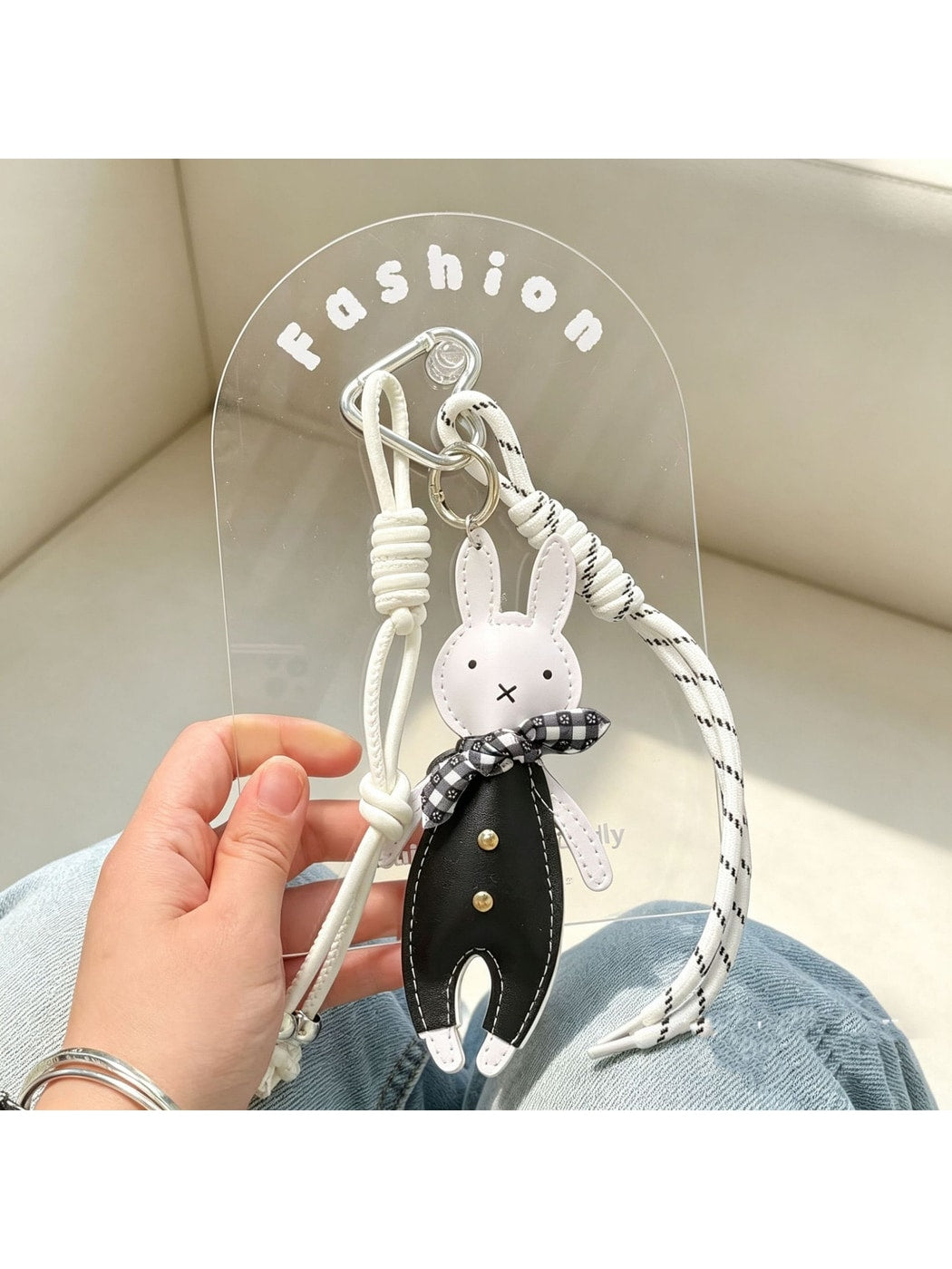 Keypus - Bow Rabbit Faux Leather Alloy Bag Charm Keychain