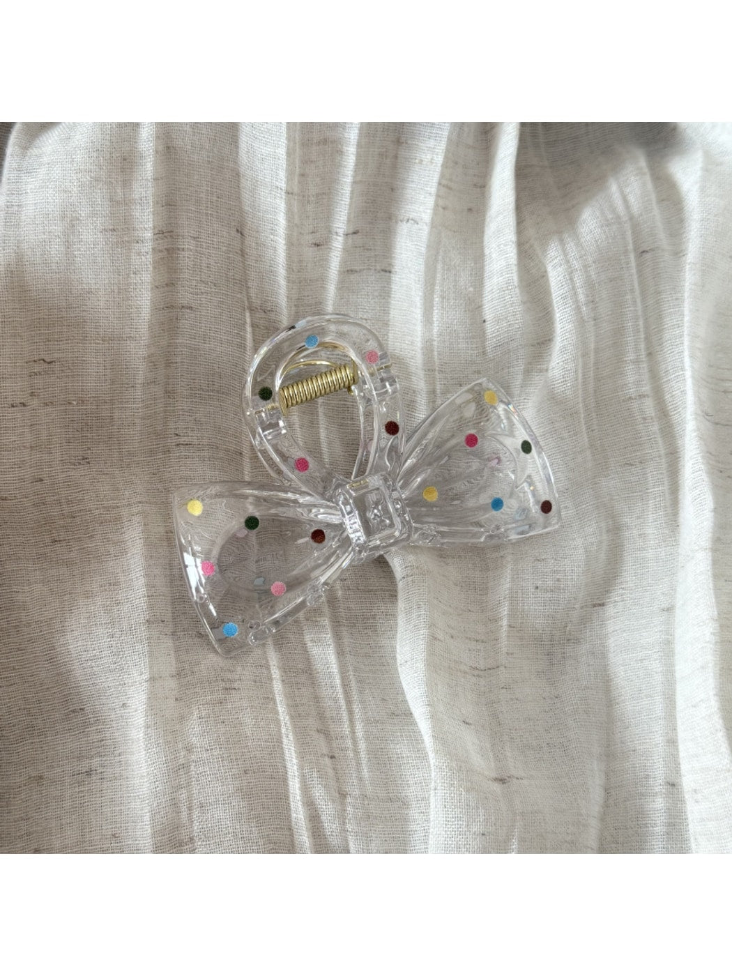 Beau - Acrylic Polka Dot Bow Geometric Claw Clip