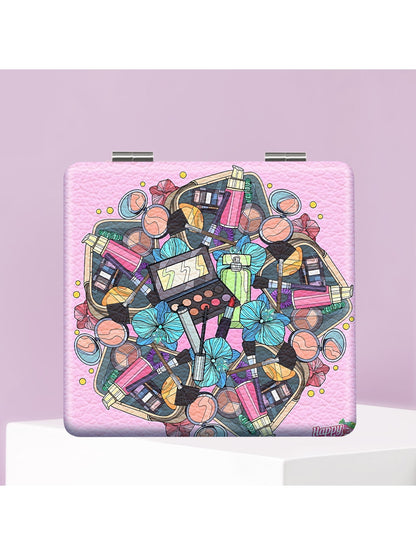Mirroray - Makeup Theme Cartoon Print Makeup Mirror