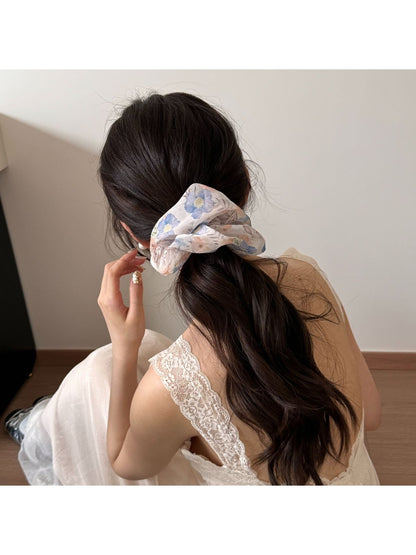 Gifty - Mesh Floral Print Polyester Scrunchie Hair Tie