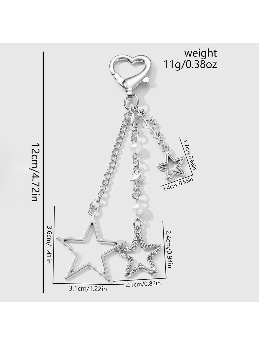 Keypus - Y2K Style Silver Star Bag Charm Keychain
