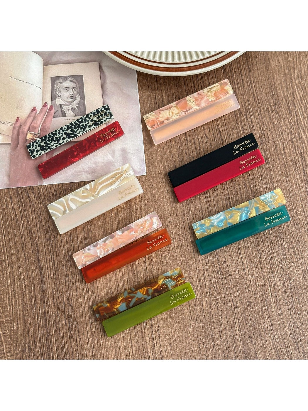 Beau - Simple Short Bar PVC Side Hair Clip Set