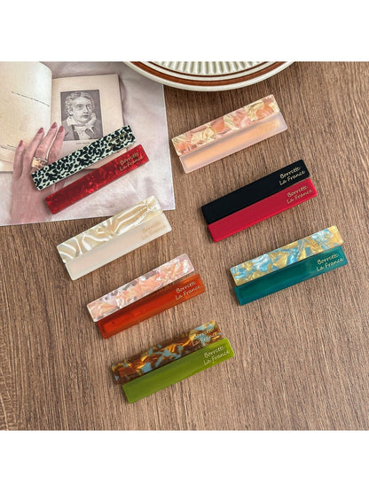 Beau - Simple Short Bar PVC Side Hair Clip Set