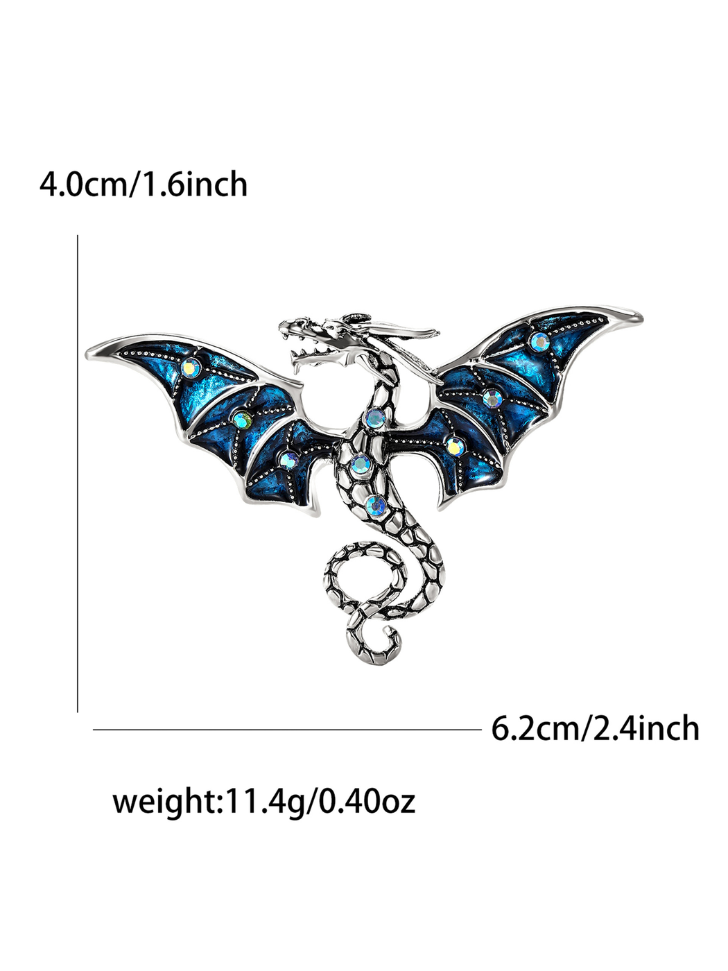 Brovia - Rhinestone Dragon Curled Tail Brooch Pin