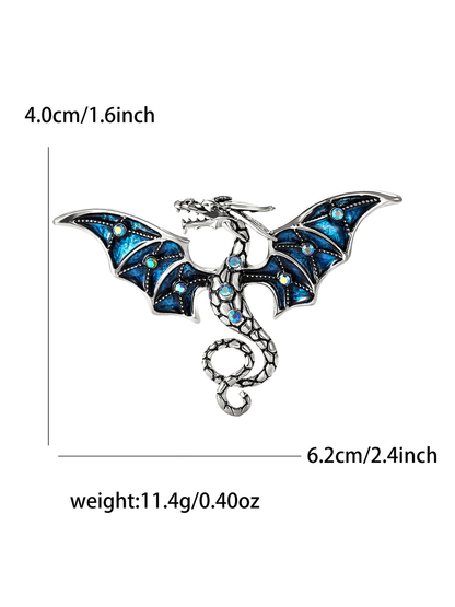 Brovia - Rhinestone Dragon Curled Tail Brooch Pin