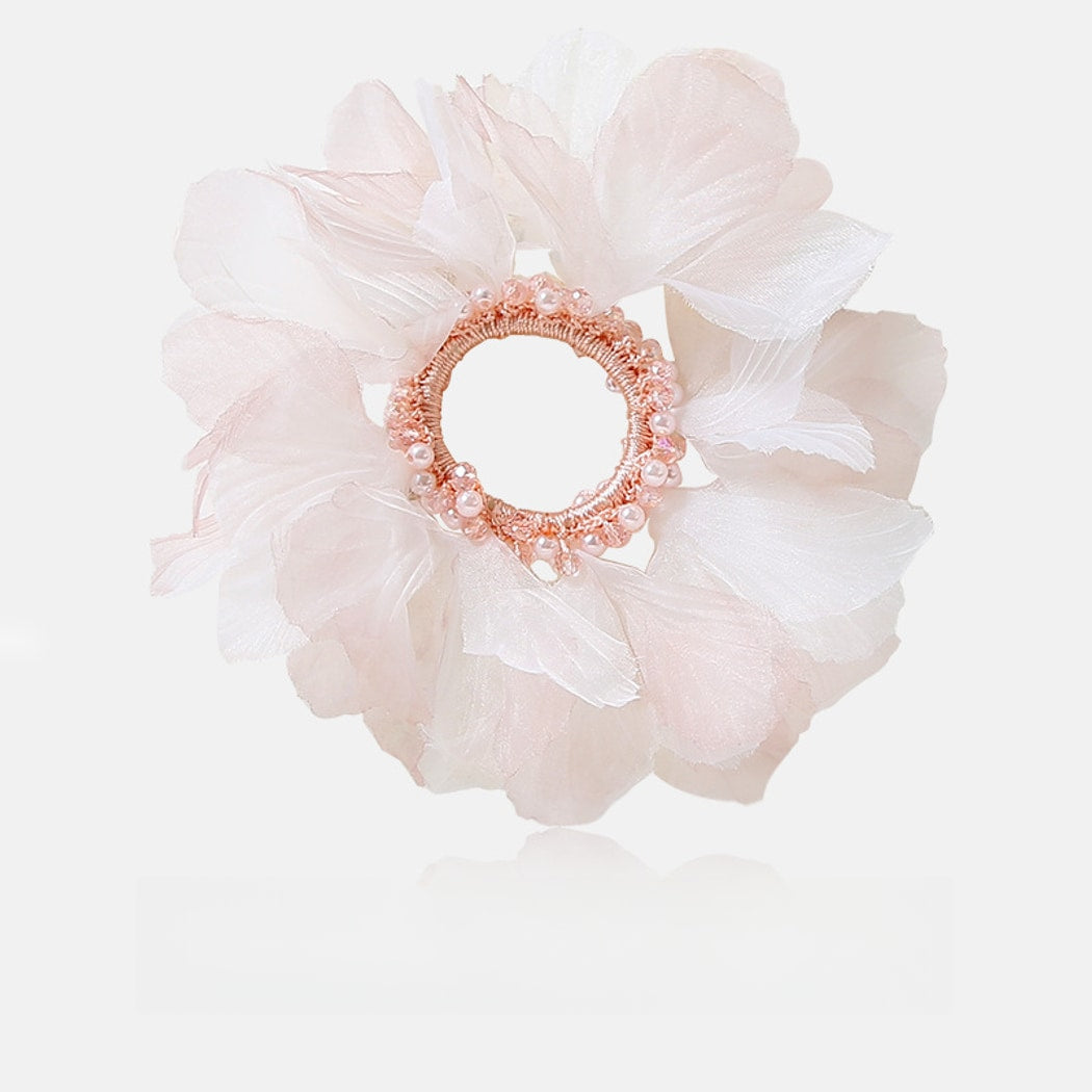 Gifty - Sheer Tulle Beaded Ring Ponytail Hair Tie