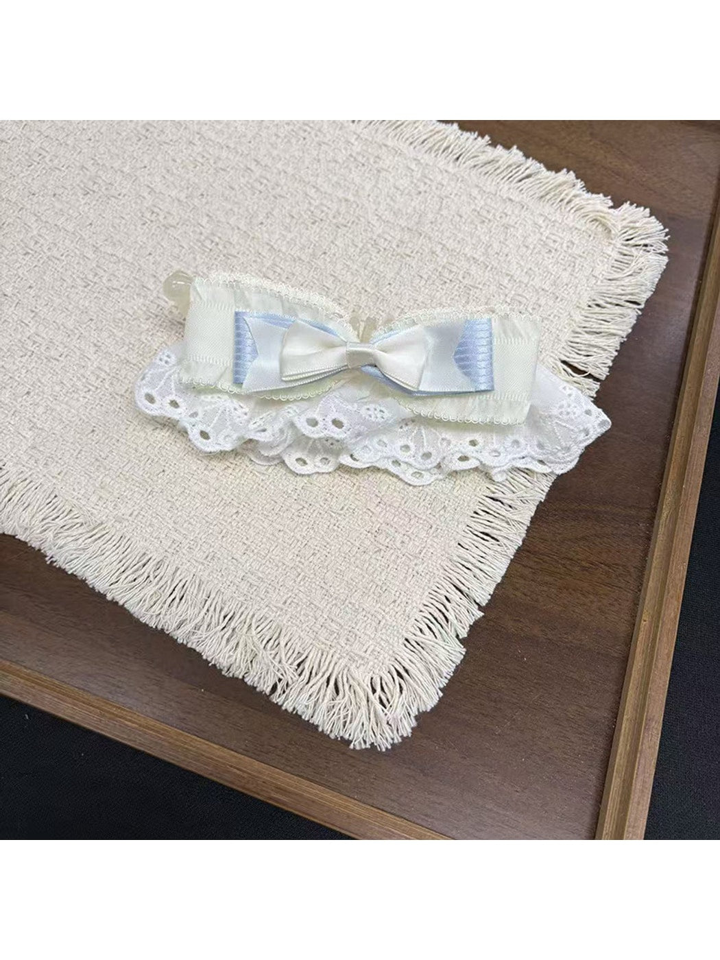 Beau - Lace Trim Ribbon Bow Decorative Banana Clip