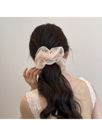 Gifty - Polyester Mesh Ruffled Round Scrunchie Hair Tie