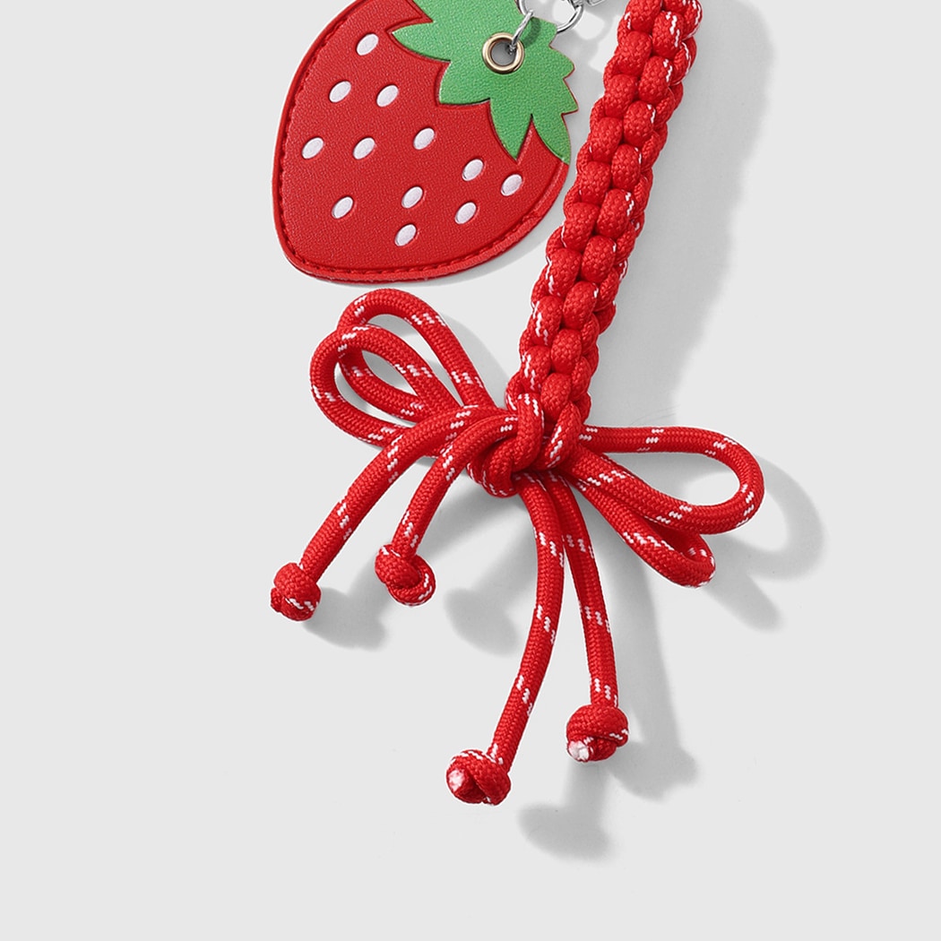 Keypus - Red Strawberry and Apple Charm Keychain