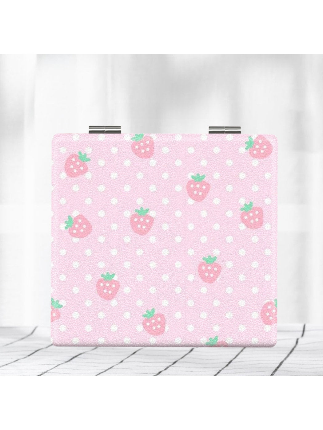 Mirroray - Strawberry Print PU Folding Makeup Mirror