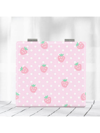 Mirroray - Strawberry Print PU Folding Makeup Mirror