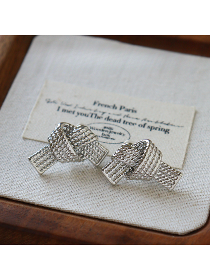 Earedge - Textured Knot Design Fashion Stud Earrings