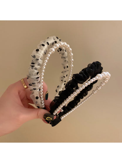 Side view of creative vintage tulle headband showing textured layers and bow