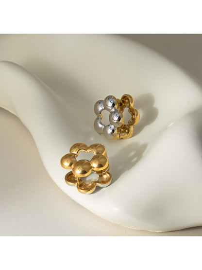 Earedge - Five-Petal Color-Block Flower Earrings