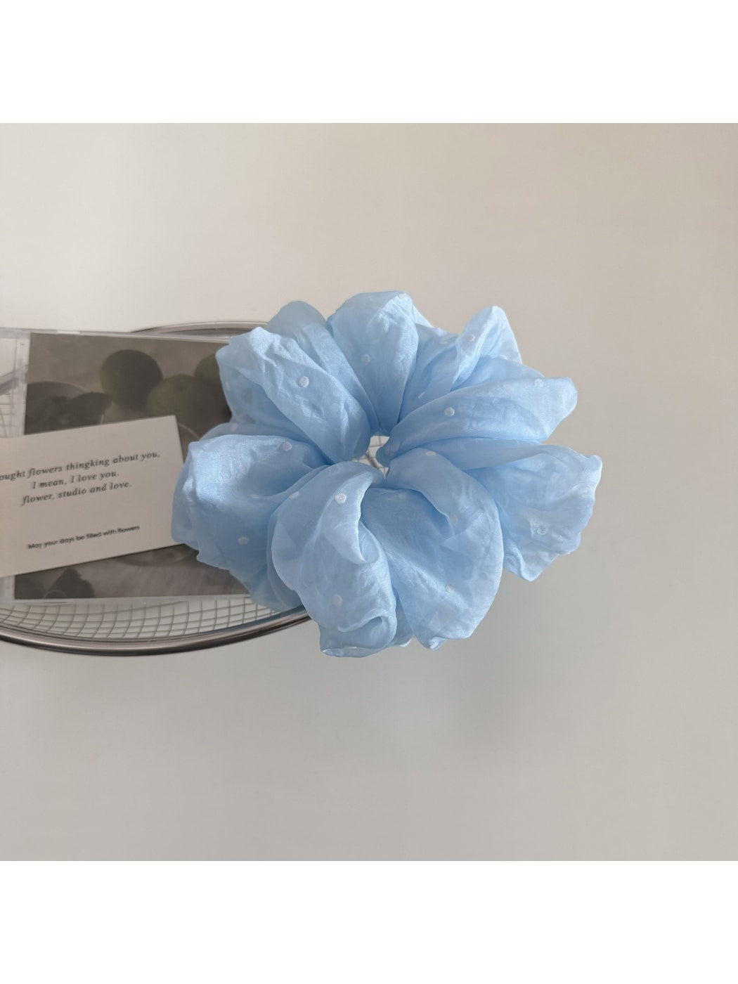Gifty - Fluffy Polyester Mesh Polka Dot Scrunchie