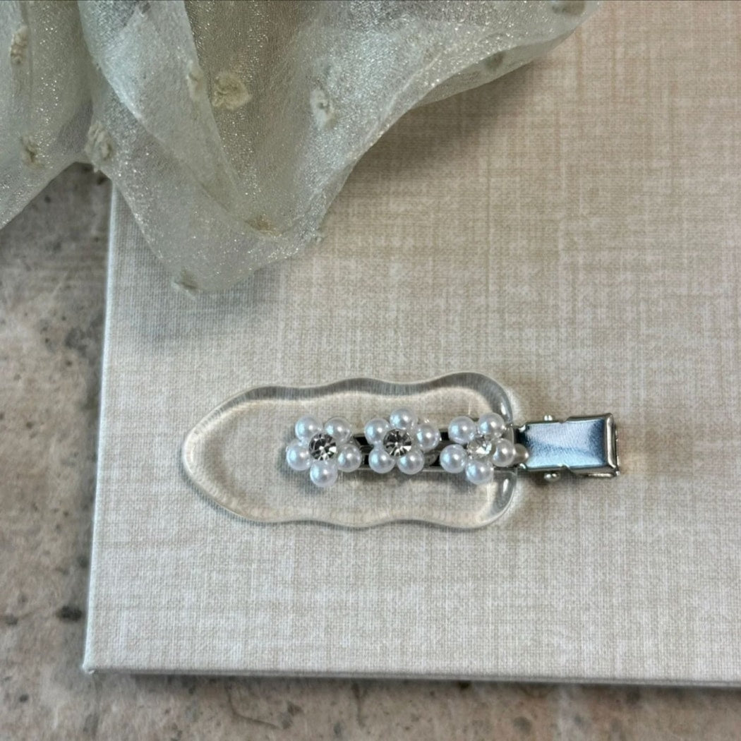 Beau - Clear Flower Detail Decorative Bangs Hair Clip