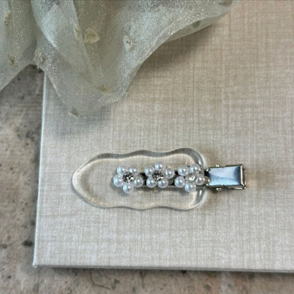 Beau - Clear Flower Detail Decorative Bangs Hair Clip