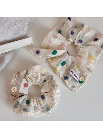 Gifty - Dotted Ruffled Polyester Scrunchie