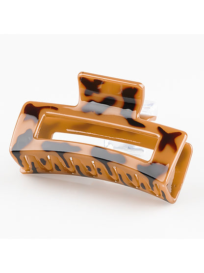 Beau - Leopard Print Openwork Square Claw Clip