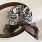 Gifty vintage plaid bow scrunchie in red and beige plaid pattern