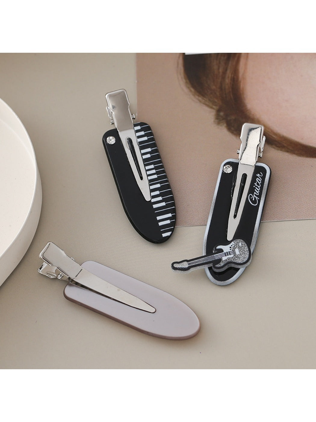 Beau - Music Themed Oval Hair Clip