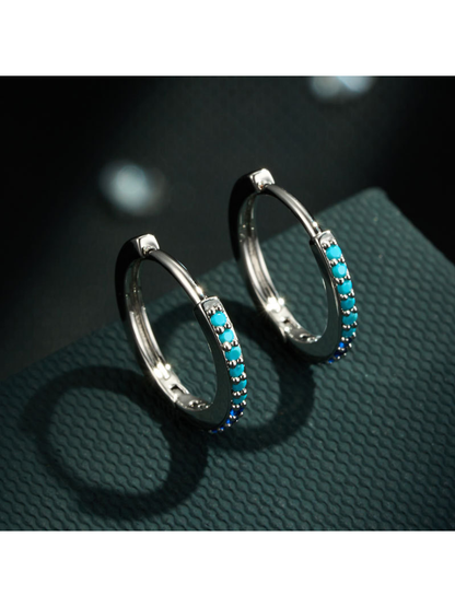 Earedge - Geometric Blue Gradient Alloy Earrings