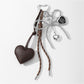 Keypus - Faux Leather Heart and Beaded Bow Charm Keychain